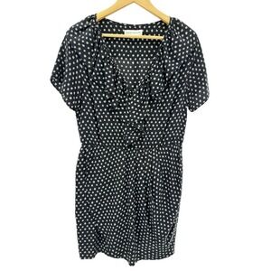Amanda Uprichard 100%‎ Silk Ruffle Mini Dress L Black White Polka Dot USA